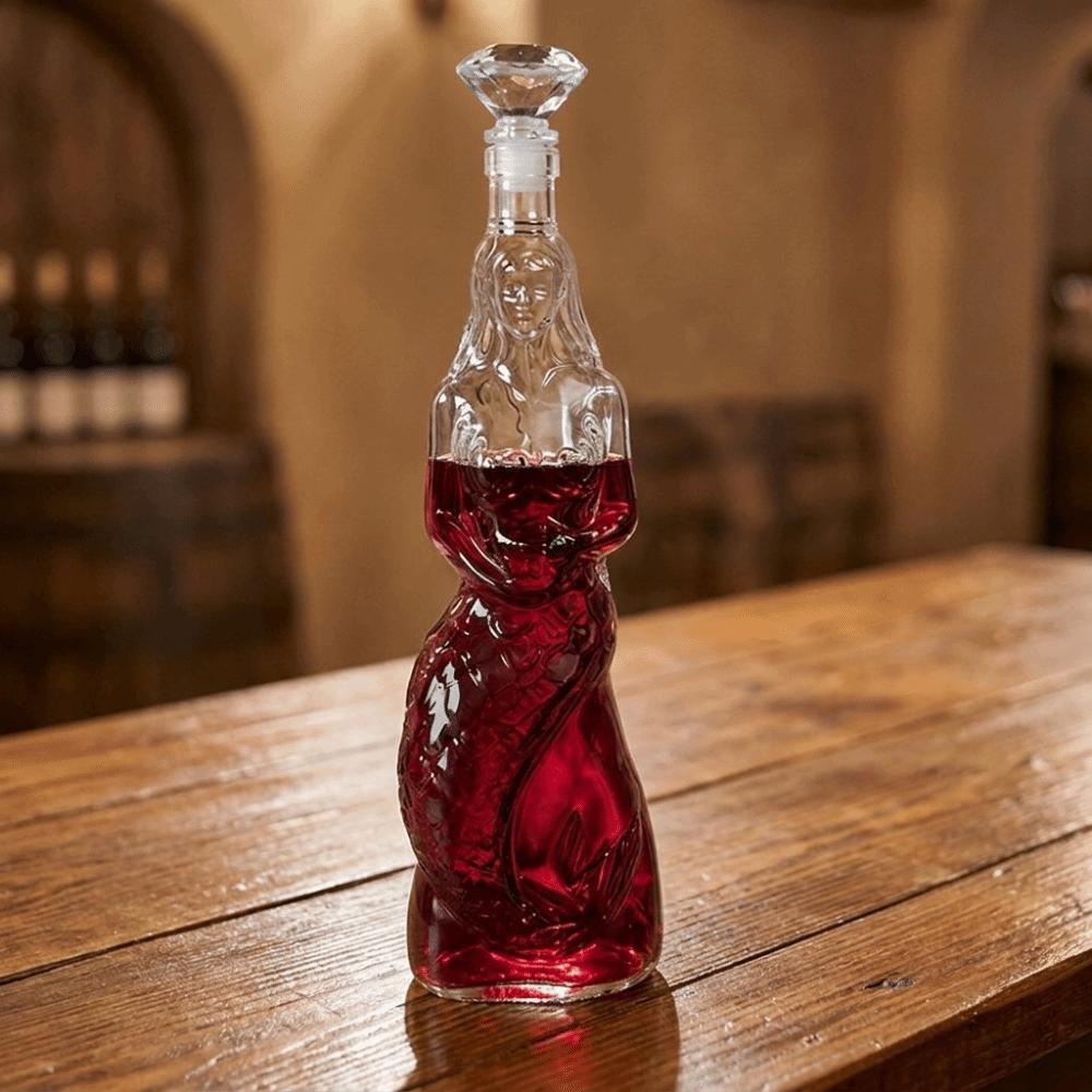 Transparent Whiskey Decanter with Glass Stopper Liquor Bottle Decorative Accessory