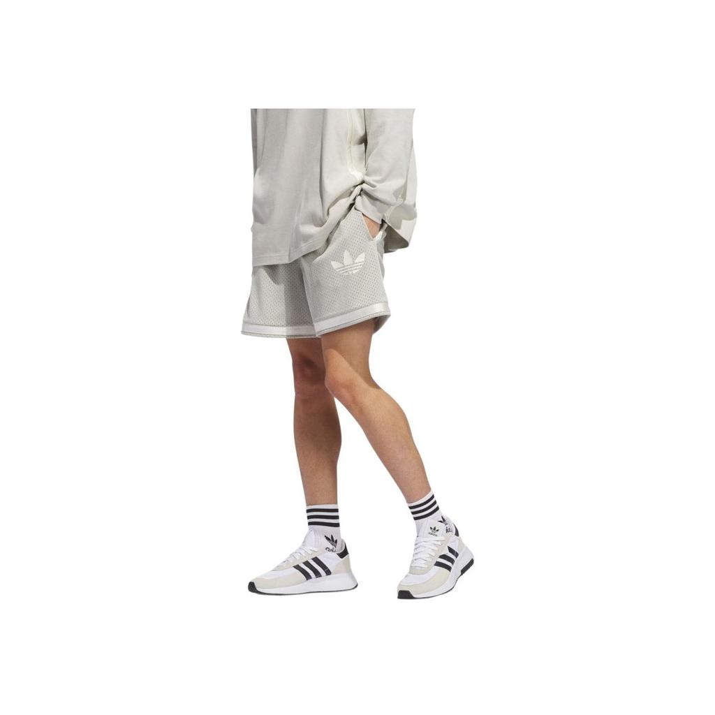 Adidas Originals Elastic Waist Drawstring Logo Print Casual Shorts Unisex Bottoms Putty-Grey IM9645