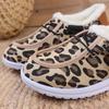 Lightweight flat leopard print fleece cotton shoes women's plus size women's shoes new fashion round toe lace-up cotton boots