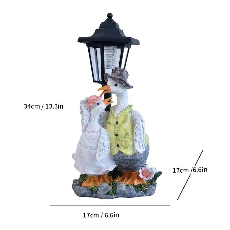 JYL TS/066,Resin Duck Planter Statue Solar Outdoor Light Figurine Duck Sculpture for Garden Scene Decor