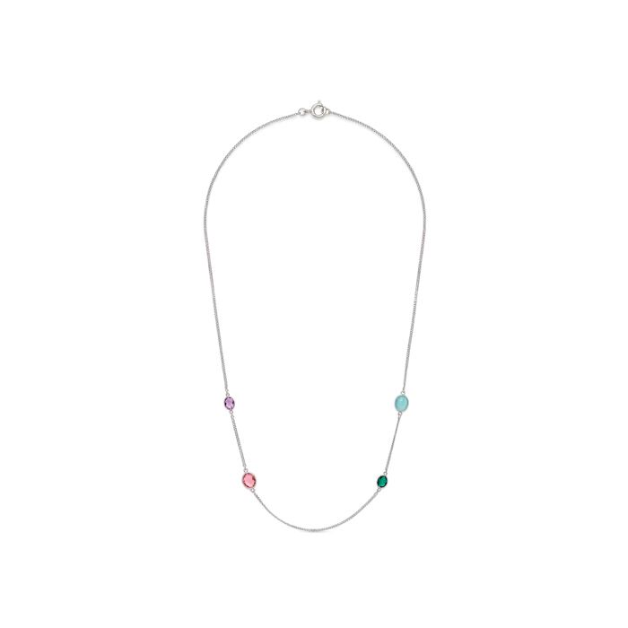 Collana - LUXENTER - Nodiya - Zircone multicolore - Finitura rodio - Lunghezza 42+5 cm