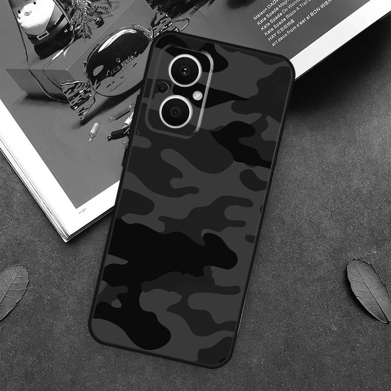 Schwarze Nacht-Tarnung Camouflage Hülle Für OPPO Reno 13F 14F 12F 11F 12 11 10 14 Pro 8T 8 Lite OPPO Find X9 X8 X6 X5 Pro Abdeckung
