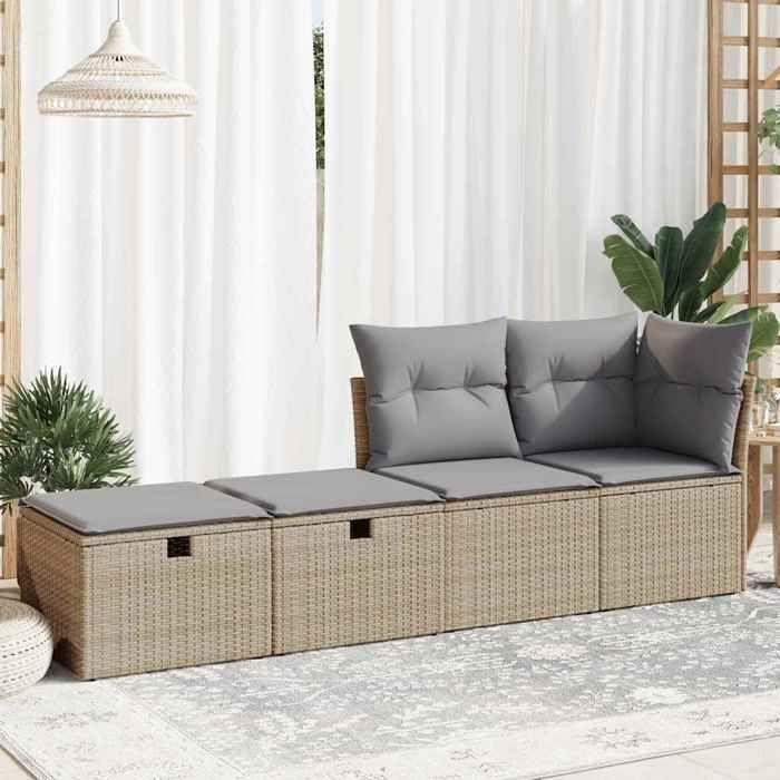 VidaXL Garden Lounge Set with Cushions 2 Pcs Beige Wicker Acacia 3328672