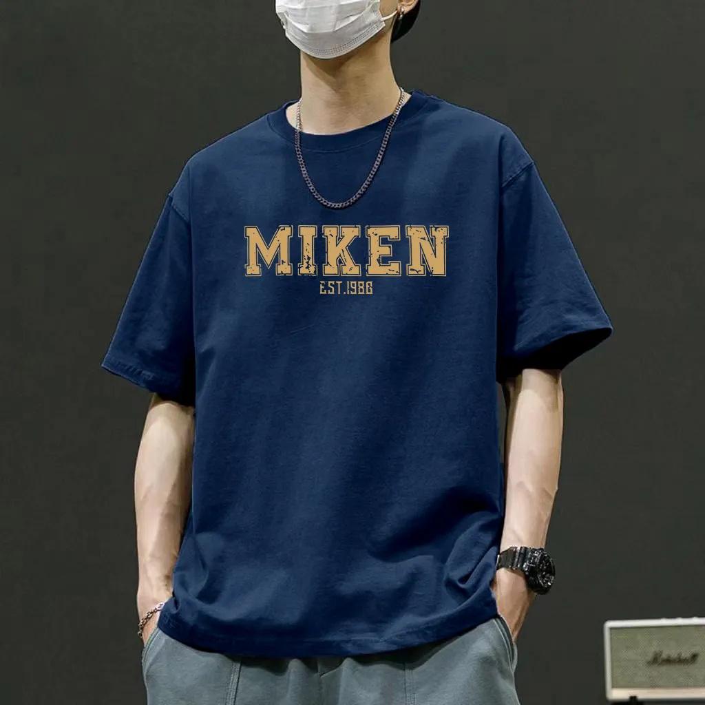 Miken Pattern Men's Pure Cotton T-shirt O-neck Short Sleeves Casual Tee