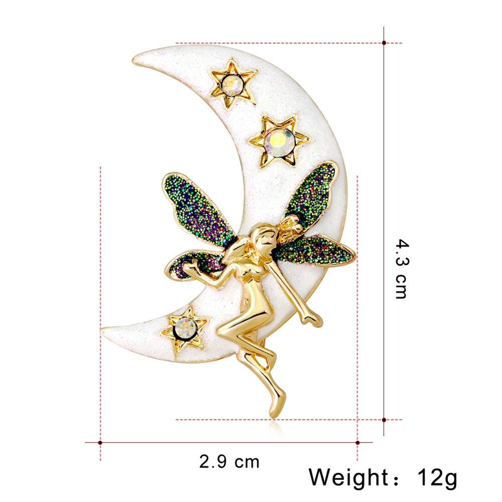 Women Fashionable Cartoon Moon Brooch Crystal Rhinestones Brooch Pins Party Jewelry Gift