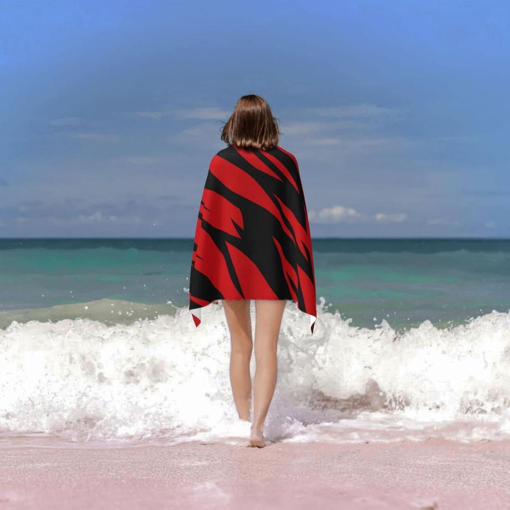 Paski Tygrysa czerwone i czarne Ręczniki plażowe Duże Miękkie Bardzo chłonne Szybkoschnące Ręczniki kąpielowe Ręczniki basenowe Ręczniki plażowe podróżne dla dzieci i dorosłych