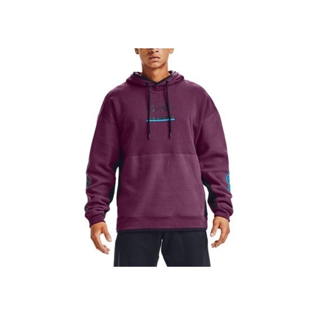 Under Armour Pack Letter Print Fleece Hoodie Men Hoodies Purple 1357100-194