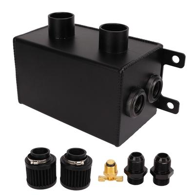 1200ml Oil Catch Can Kit Engine Twin Baffle Dual Filter Oil Tank Reservoir AN8 Hose Fitting Black
