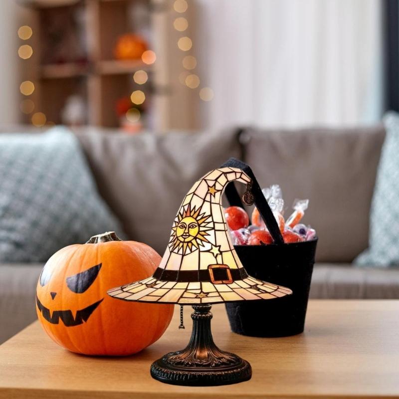 Witch Hat Table Lamp Resin Night Light Table Lamp Bedsides Decorative Lamp for Kid Room Bedroom Decoration