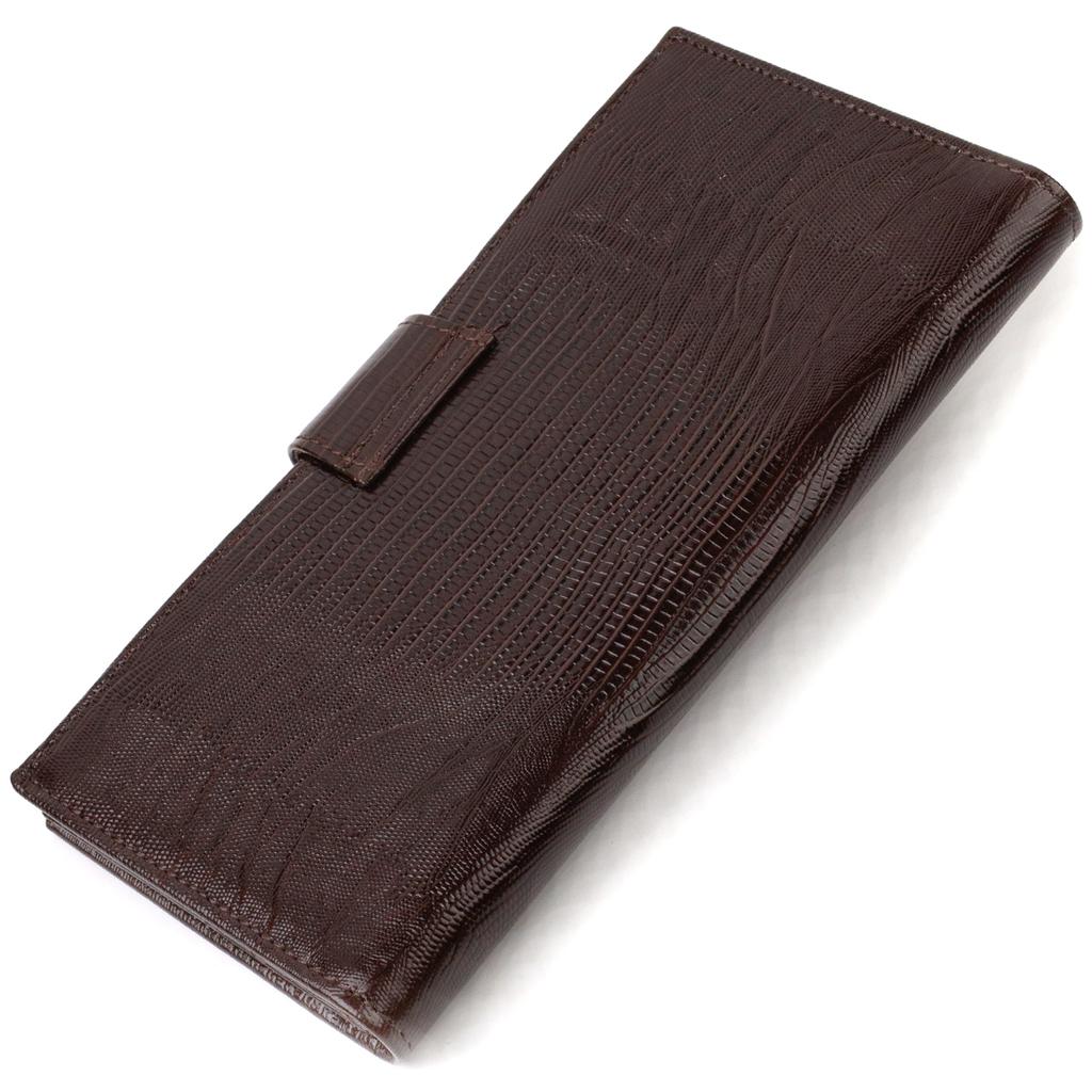 Interesting Vertical Men's Wallet Made of Genuine Textured Leather with Embossed CANPELLINI 21718 Brown