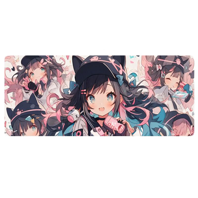 Large Mouse Pad, Desk Mat, Laptop Keyboard Pad, Computer Office Edge-Locked Cute Cartoon Gaming Desk Mat, 800*300*2mm, Magic Girl