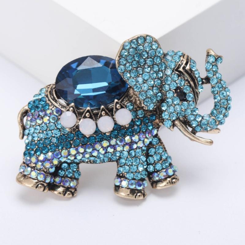 Luxury Rhinestone Elephant Brooches For Women Unisex Enamel Animal Pins Office Party Friend Fashion Gifts Jewelry Accessories