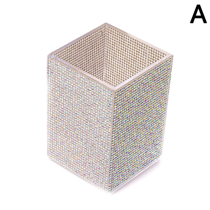 

Блестящий контейнер для ручек с бриллиантами с 3 отделениями, подставка для карандашей, коробка для хранения кистей для макияжа, настольный органайзер для туалетного столика, инструмент as the picture