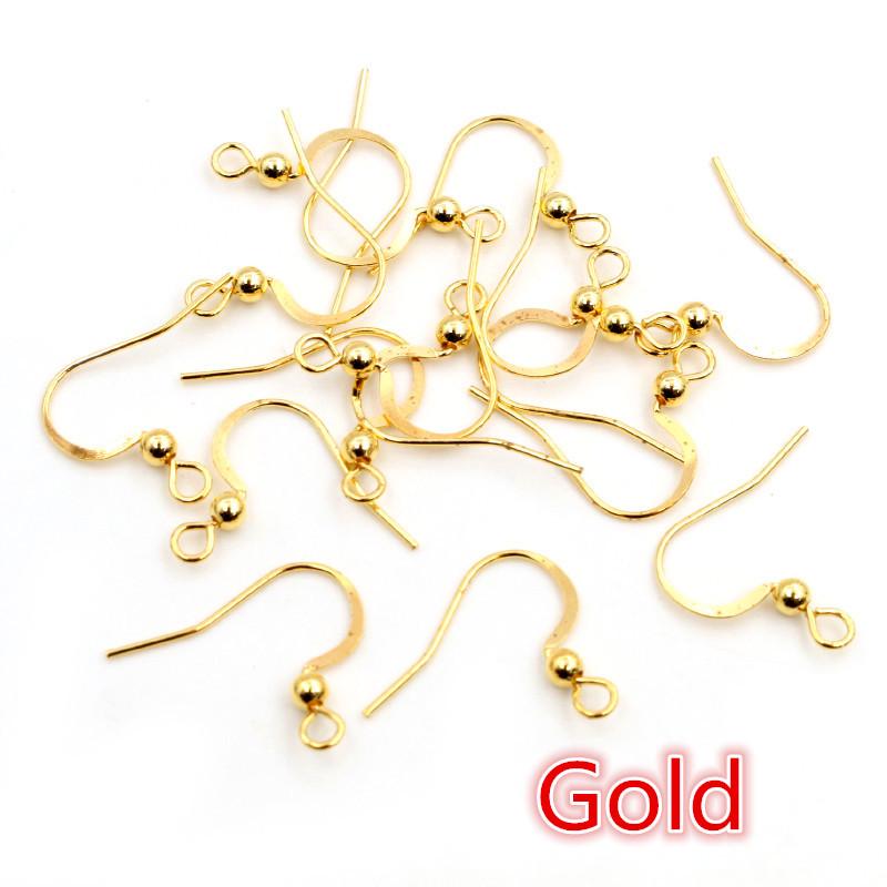 100 Pcs Copper Earring Hooks 19x18mm with Round Beads for DIY Handmade Jewelry Accessories, 20g