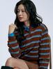 CLEVER FIELD Academy Striped Collared Knit_Brown