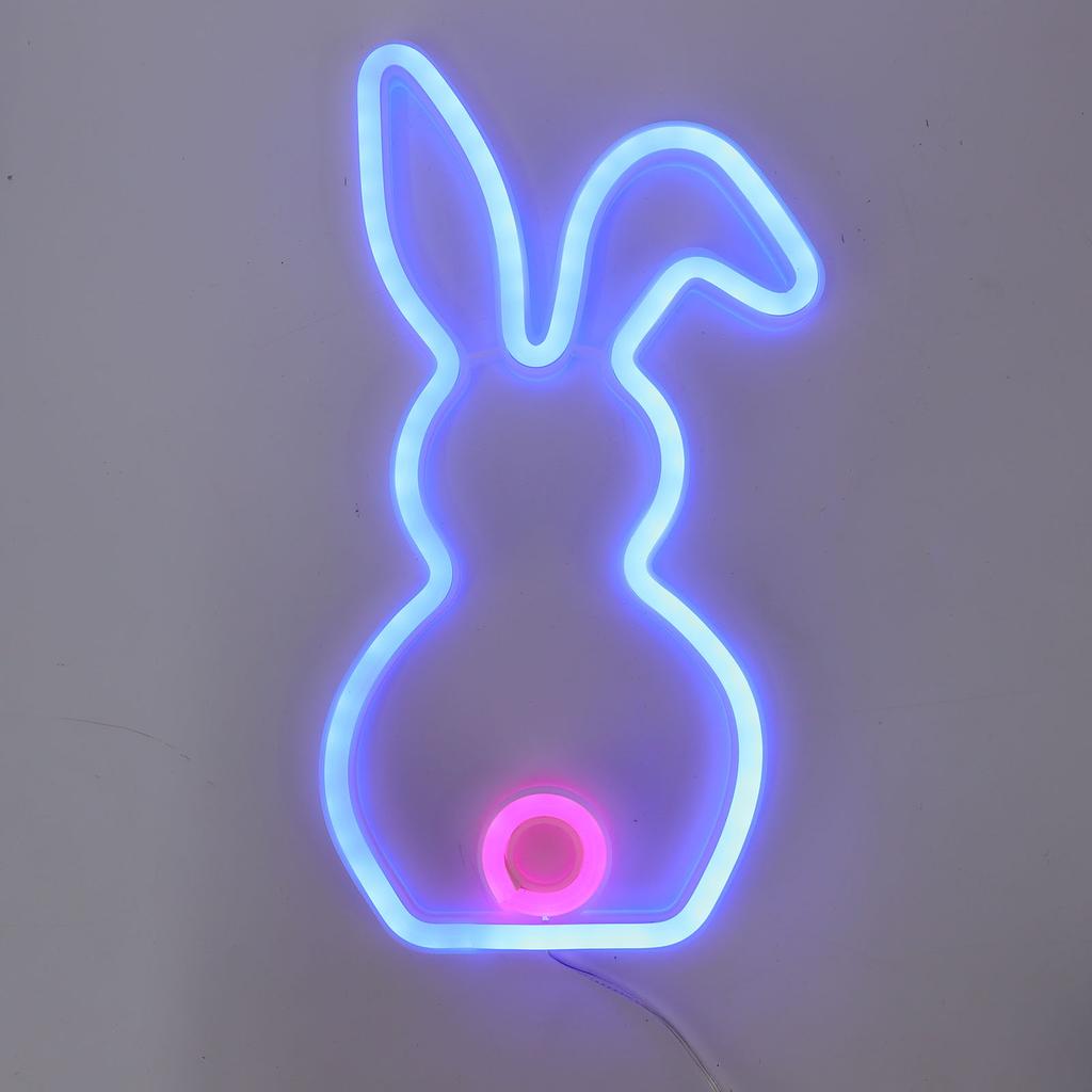   Neon Light Battery Operated Bunny LED Neon Sign Easter Decoration for Bedroom Dorm Easter Party Bar