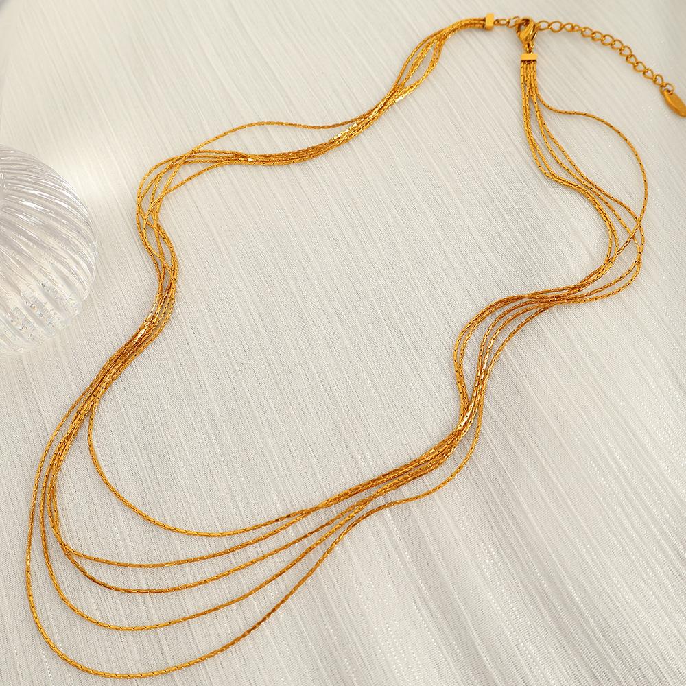 

French Ins Retro Layered Multi-layer Gold Snake Bone Chain Cold Ins Style Minimalist Personality Necklace 2026 45CM