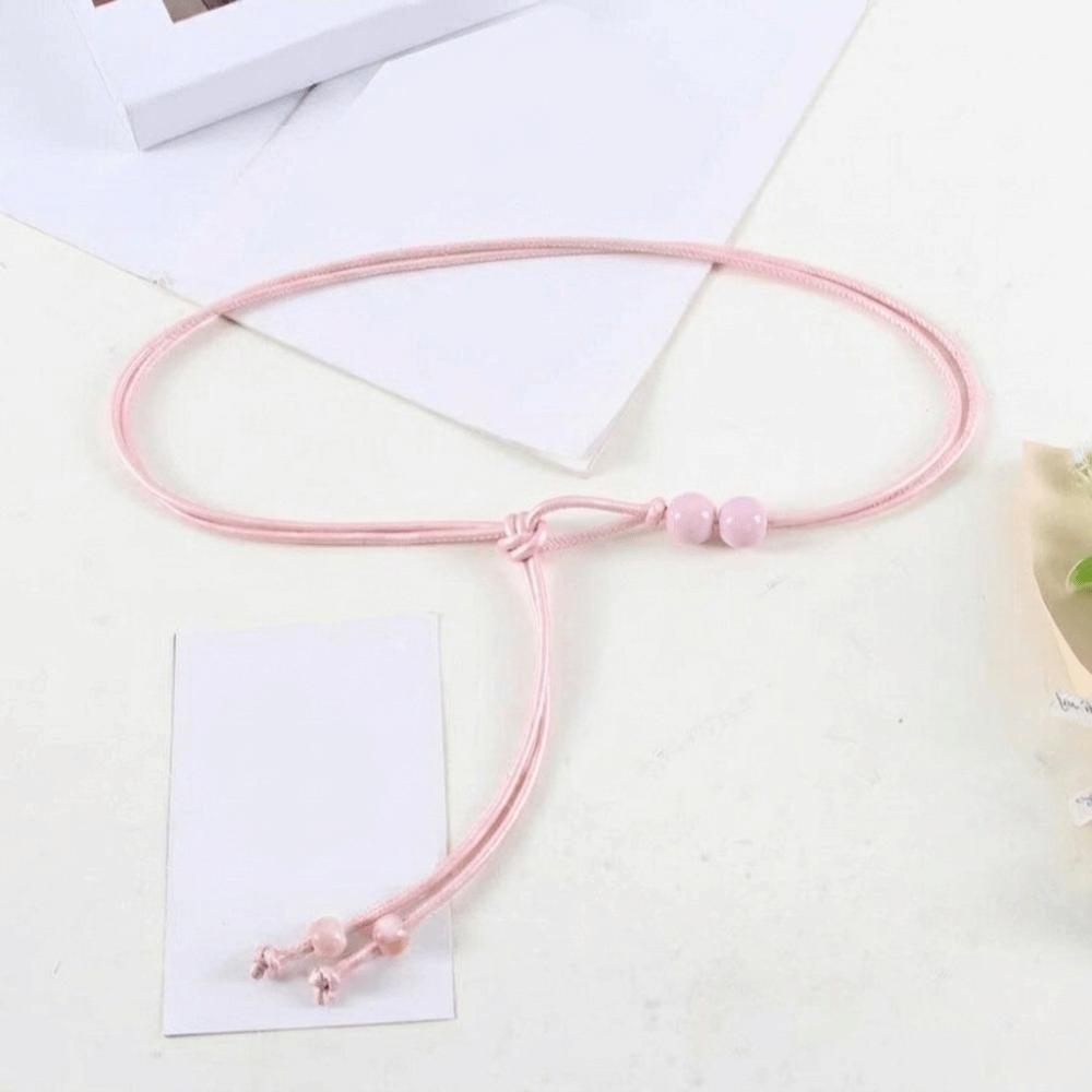 Adjustable Leather Waistband Bead Thin Belt Simple Rope Waist Chain  Shirts