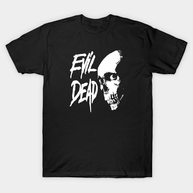 Men Black Print T-shirt Evil Dead - Skull No-Cut Transfer Paper Print Cotton Tshirt 4XL чёрный
