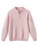 Unisex Youth TB Half-Zip Cashmere Sweater with Classic Four-Bar Design