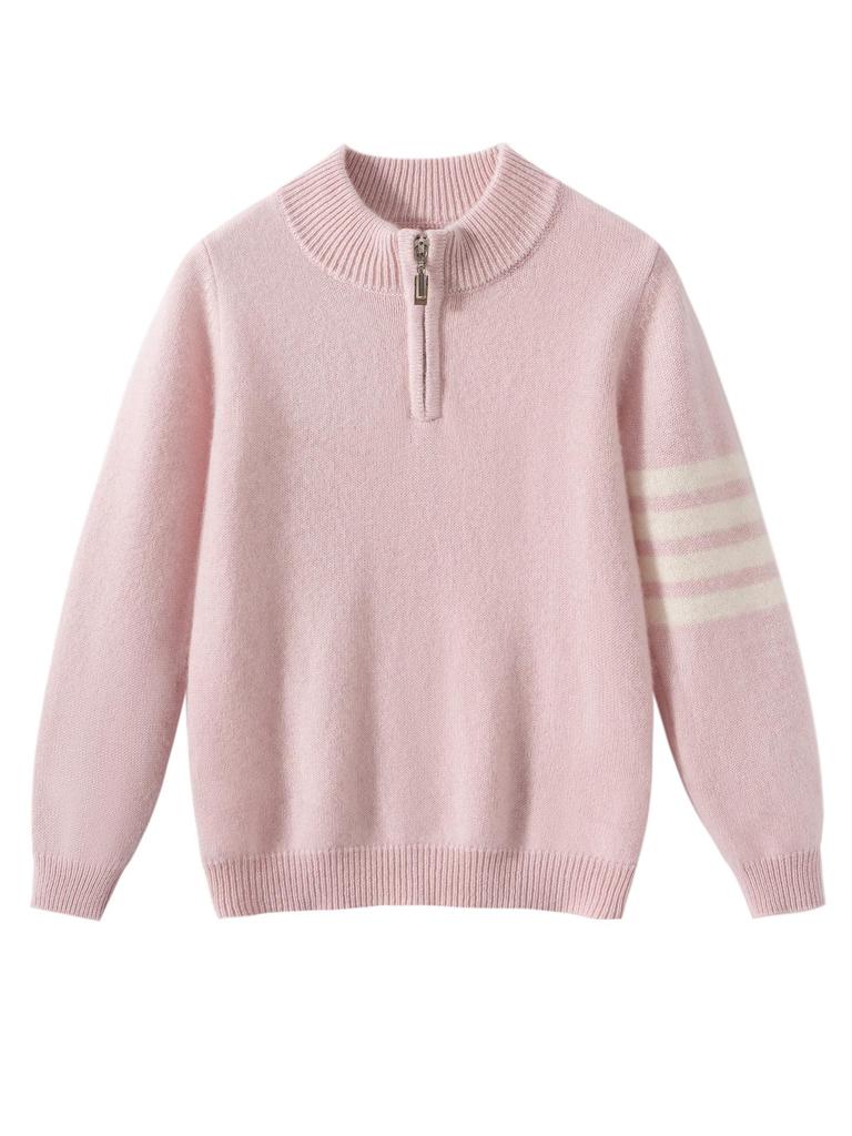 Unisex Youth TB Half-Zip Cashmere Sweater with Classic Four-Bar Design