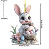 1PC Easter Bunny Egg Acrylic Pendant Keychain Car Rearview Mirror Decoration Backpack Small Hanging Party Home Decor, Durable Acrylic Sign