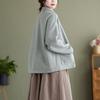 GMXIA Autumn Waffle Extra Suit Collar Short Loose Long-sleeved Top for Women