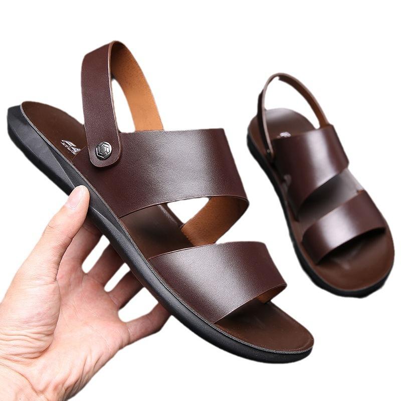 Hnědé sandály kožené ležérní boty pánské sandály 2024 letní pánské sandály plážové pantofle pro muže luxusní boty