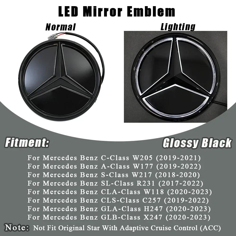 

2025 Hot For Mercedes Benz Chrome Silver And Glossy Black Car Front Grilled Star Emblem Illuminated Logo For Mercedes Benz C A