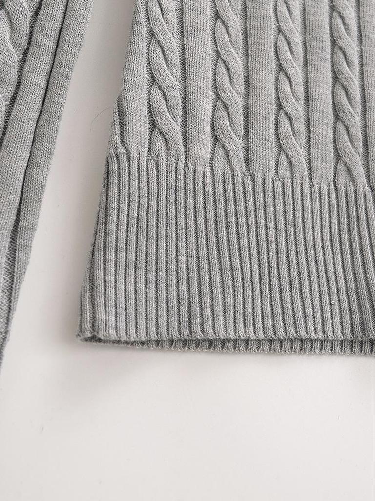 American Girl V-Neck College Style Slim Cable Knit Sweater