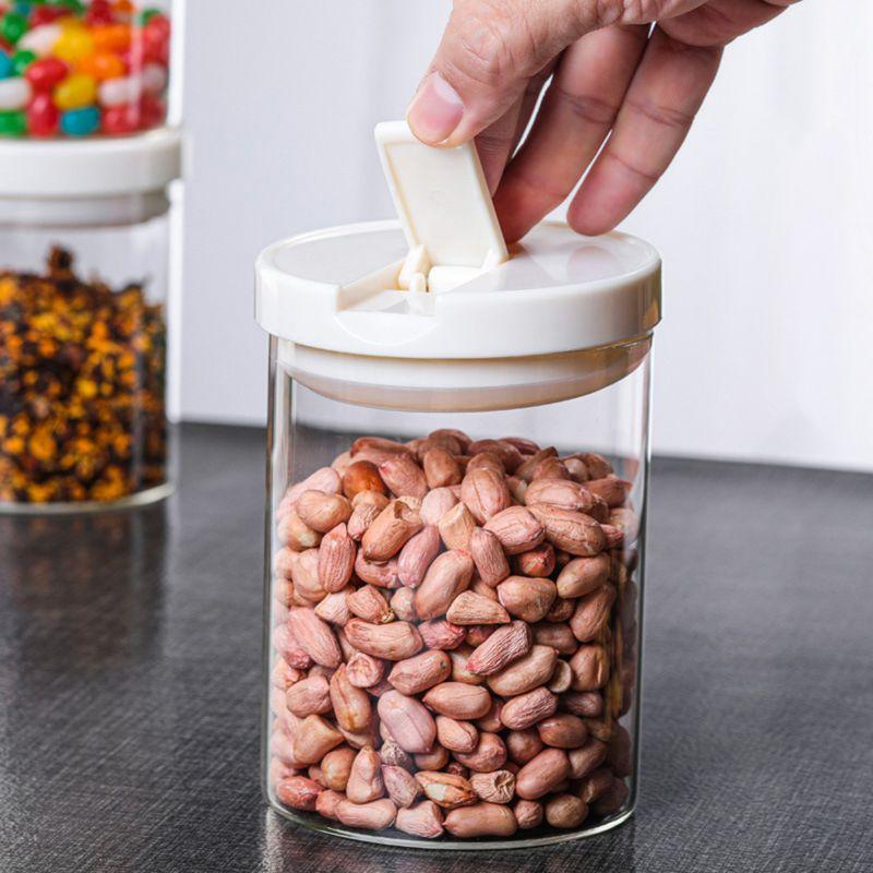Coffee Bean Storage Can Transparent Glass Sealed Jar Home Nut Container Bottle
