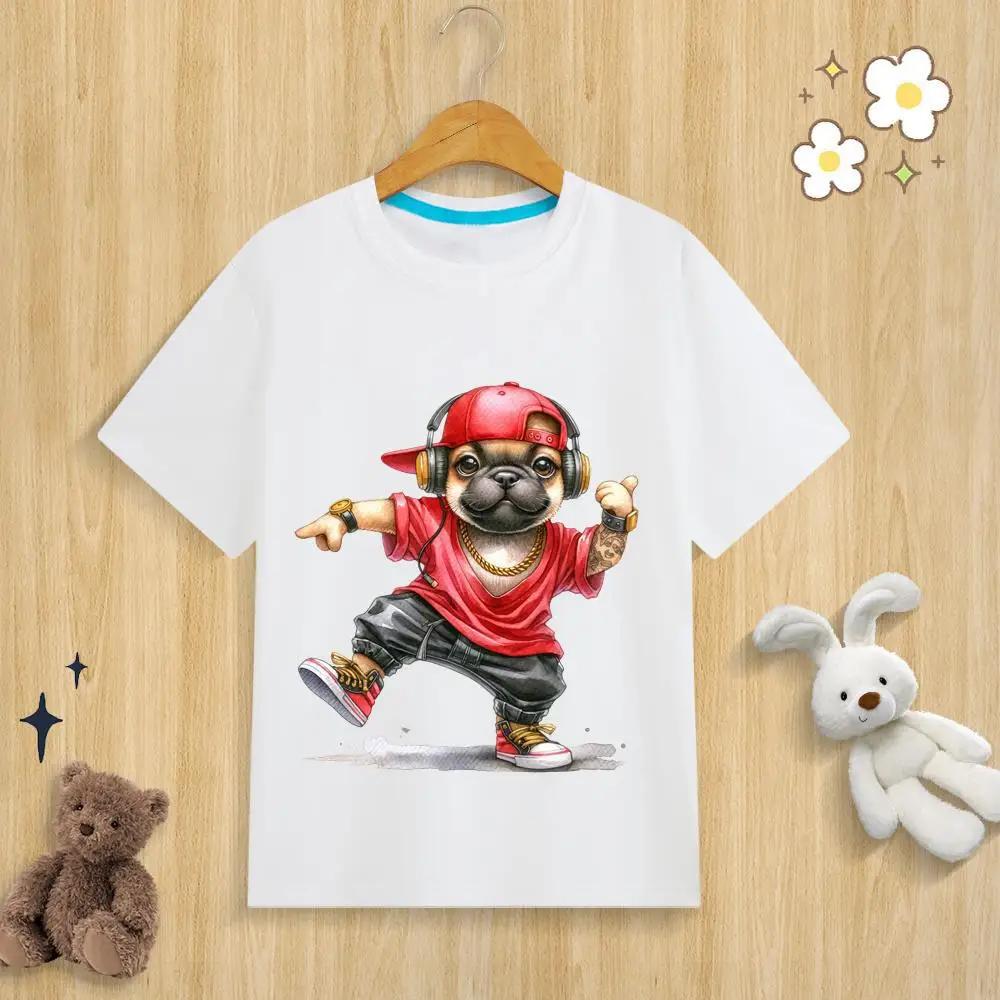Unisex Kids Pure Modal TShirt I Love HipHop Humorous Animal Print Polyester Fiber Fun Summer Top for Boys And Girls