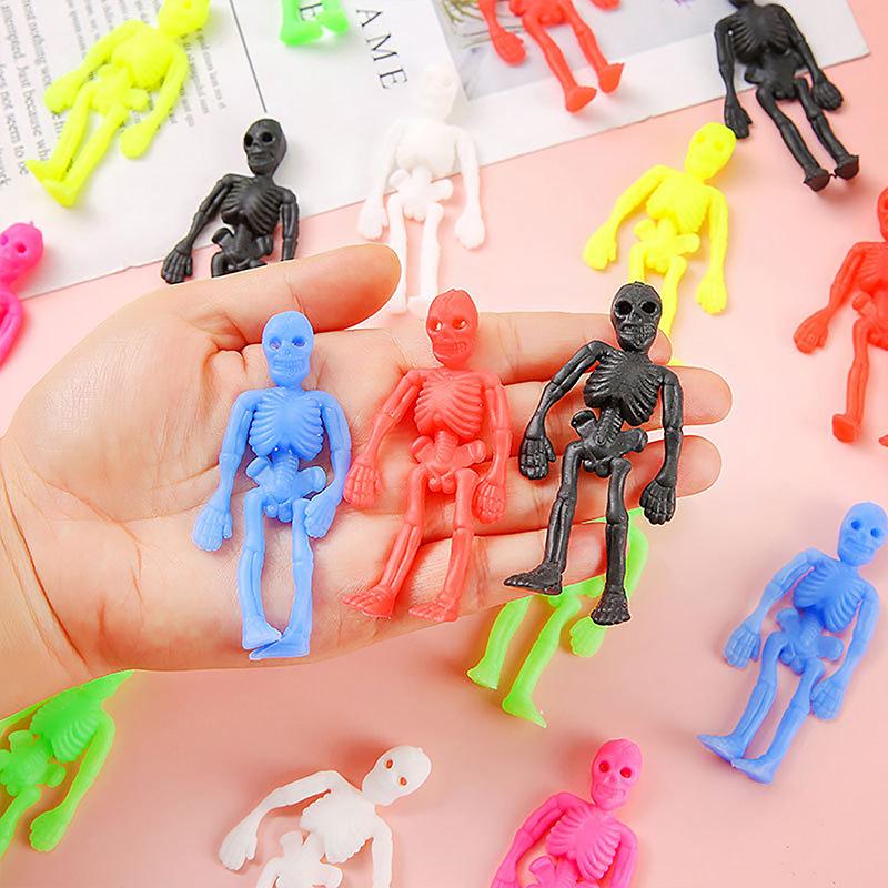 5Pcs Halloween Stretchable Skeleton Party Favors Tpr Soft Rubber Zombie Horror Ventilate Stress Relief Toy Halloween Kids Gifts