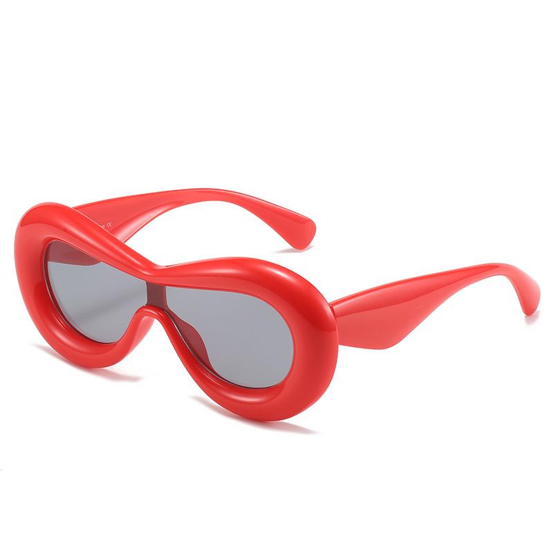 Y2K Sunglasses, Warm-Colored Wrapped Glasses, Integrated Large-Frame Sunglasses For Women