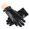 Winter thermal gloves women's bow velvet thickened washed leather touch screen anti-cold waterproof leather gloves