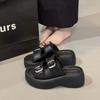 Fashion Muffin Thick-bottomed Versatile Cool Slippers Trendy Denim Slippers Sports Heightening Cool Slippers