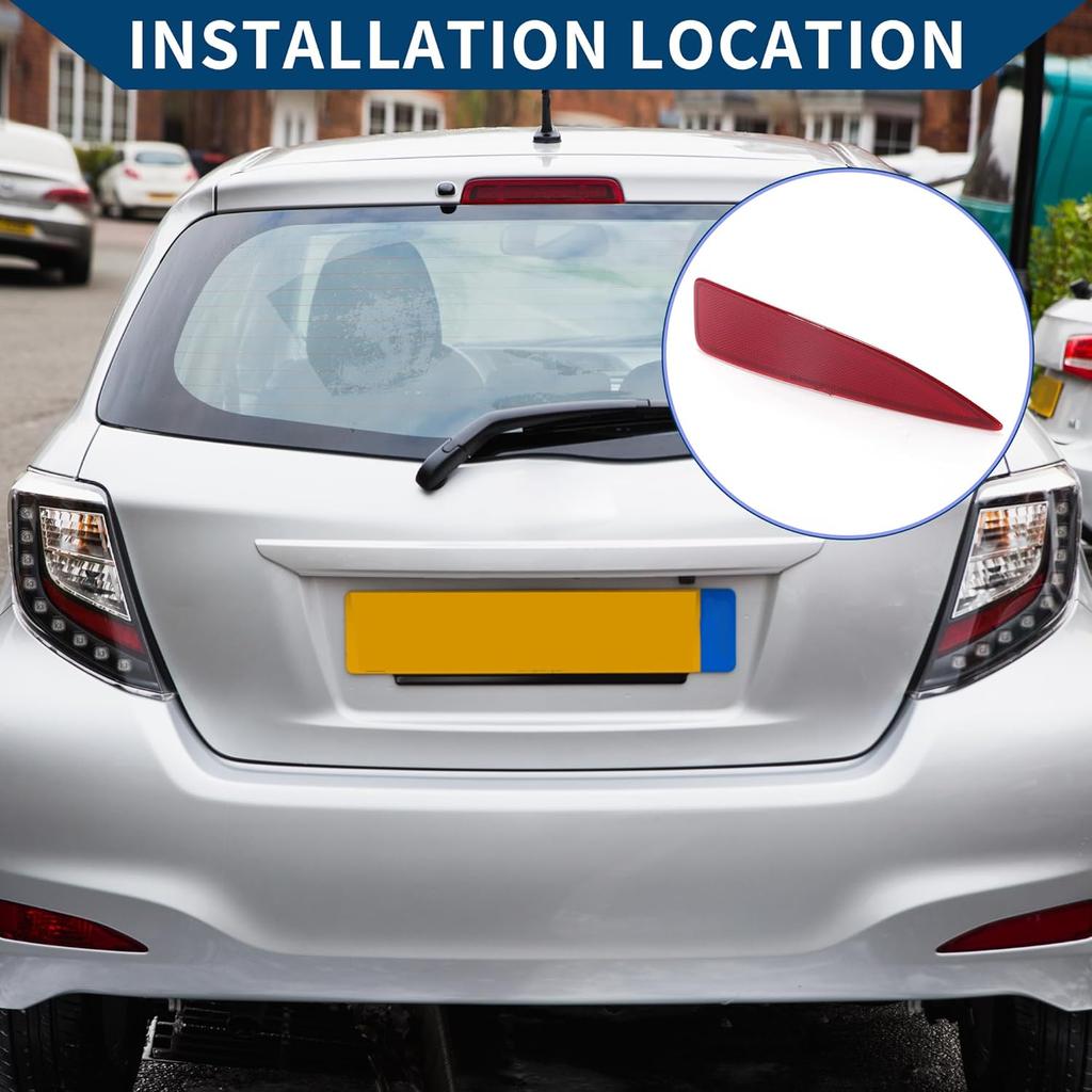 No.5216452100 Bumper Reflector for Toyota Yaris 2012-2014 Without Sport Bumper/Rear Left Bumper Reflector Side Marker/Durable ABS / 1 Pc Red