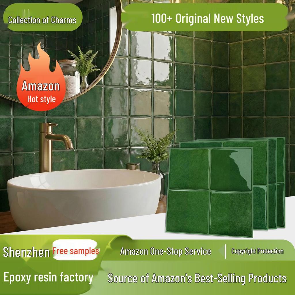 Meiji 3D Resin Self-Adhesive Waterproof Tile Stickers for Kitchen & Bathroom Renovation