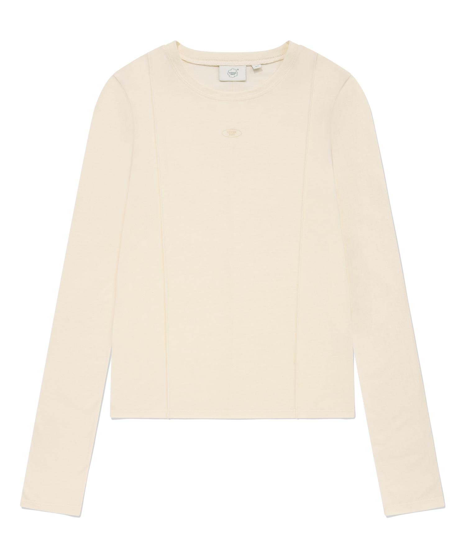 Covernat Woman Round Neck Slim Long Sleeve Ivory Ivory/Wm