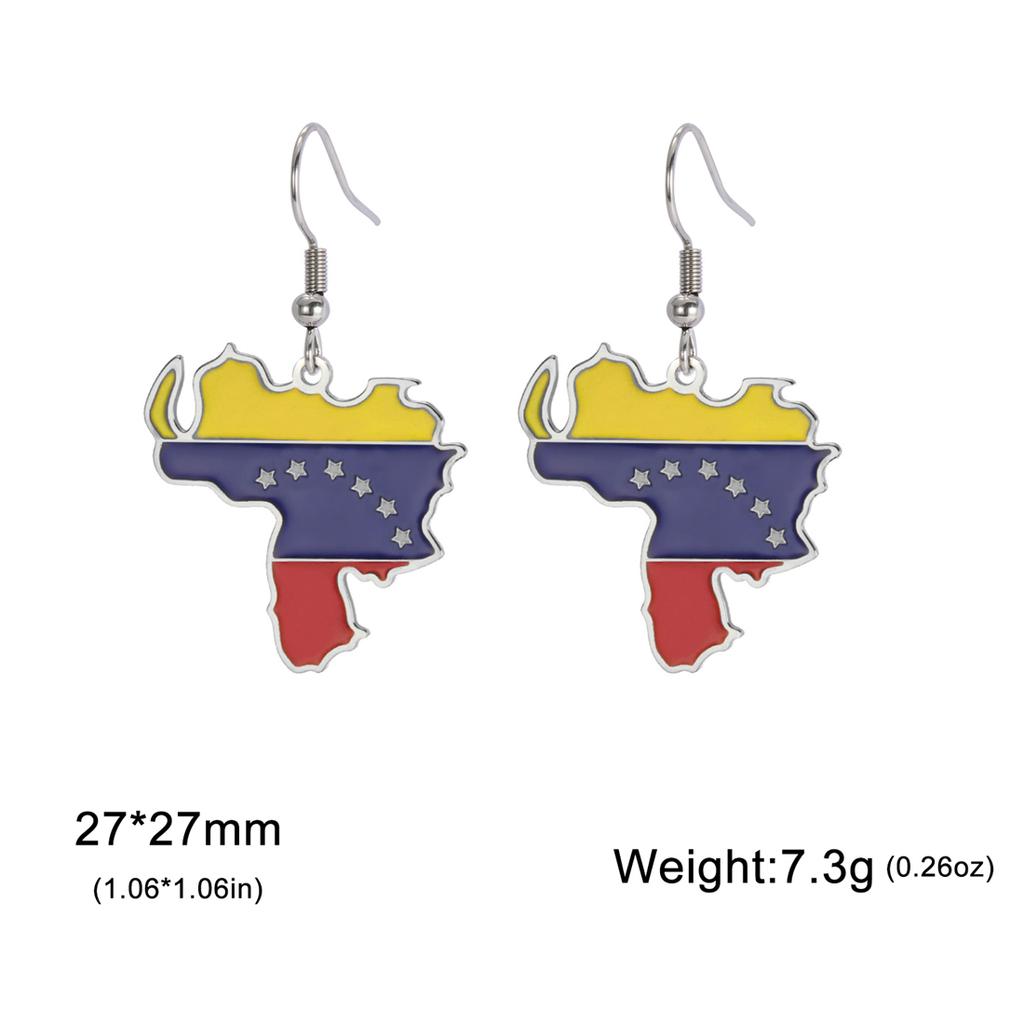 EUEAVAN Enamel Venezuela Map Earrings Girl Stainless Steel Gold/Silver Color Charm Venezuelan Flag Pendant Earring Jewelry Gifts