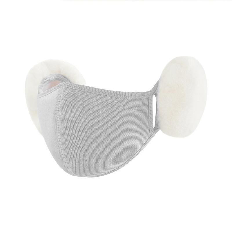 WTEMPO 1PC Winter Warm Plush Cute Earmuffs Simple Solid Color Three-dimensional Shape Your Face Face Masks Breathable Windproof Cold-proof Earmuffs