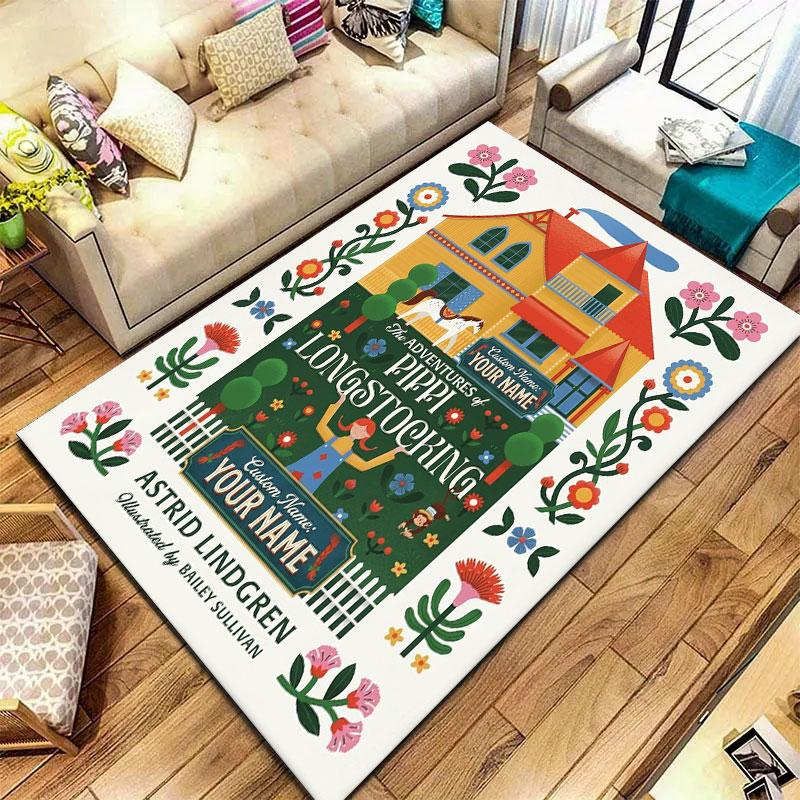 Pippi Longstocking Custom Name Carpet Rug for Living Room Bedroom Home Sofa Decoration,Kids play Non-slip Floor Mat