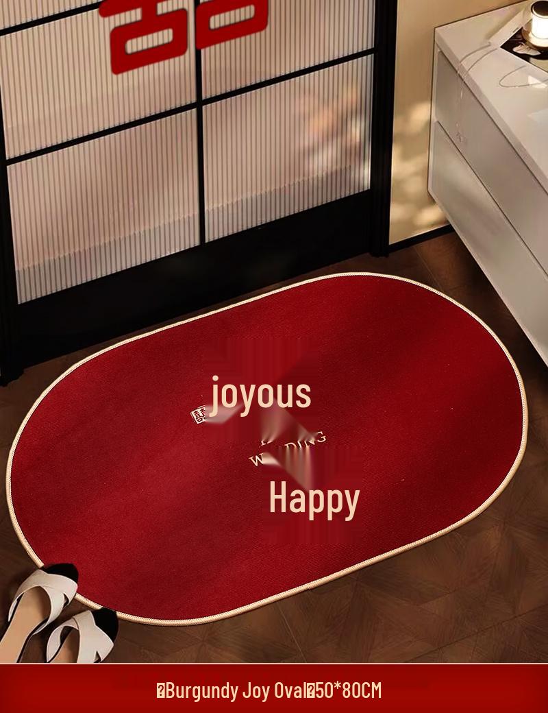 Красный Праздничный Нескользящий Овальный Прикроватный Коврик для Свадебной Комнаты