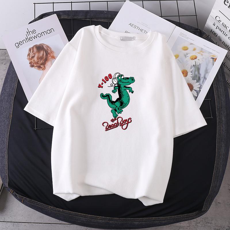 Letní tričko s krátkým rukávem oversized triko Roztomilý vzor topů Dámská trička Tričko se vzorem zvířecí kachny Bílá dámská trička