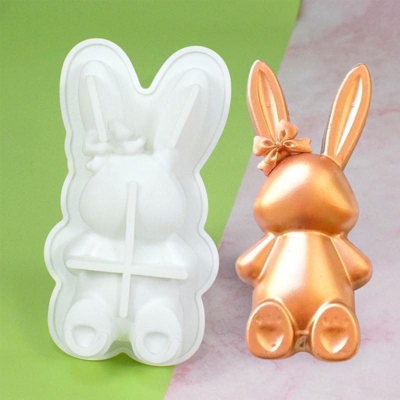 Rabbit Chocolate Fondant Candle Silicone Molds Epoxy Resin DIY Ornaments Making Soap Melt Resin Clay Home Decorations