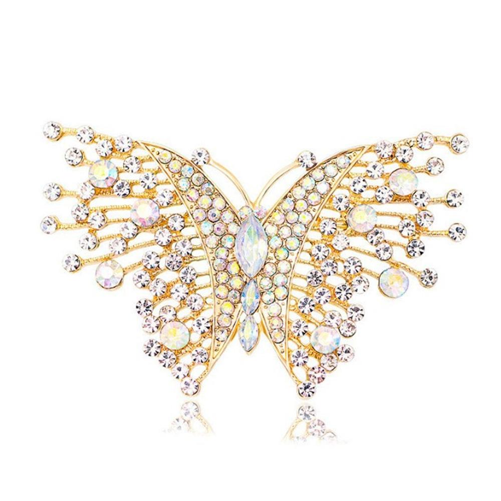 Modische Schmetterling bunte Zirkon Brosche, Anti-Exposition Nadel für Damen, Metallknopf zum Befestigen von Kleidung, Hochzeitsfeier Geschenk
