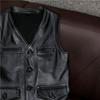 The First Layer of Pure Cowhide Leather Vest Short V-neck Leather Vest Slim-fitting Leather Vest Casual