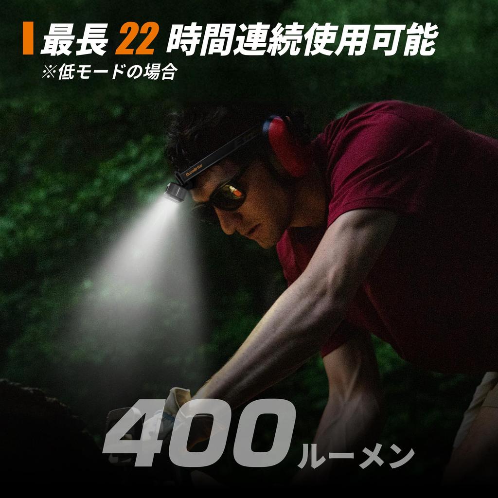 DuraBrite USB Wiederaufladbar Max 400 Speicher 6 Beleuchtungsmodi und Grün SOS Einstellbar IP67 Wasserdicht und Ideal für Nacht Outdoor und Power Kompakt und Grau