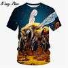 Summer Round Neck 3D Honeybee Pattern Print Top Fashionable Casual Short Sleeved Men's T-shirts