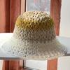 Lady Sweet Fresh Colors Gradient Weave Stripe Hollow Grass Sunscreen Bucket Beach Straw Hat